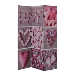 Παραβάν Τρίφυλλο Δύο Όψεων Love HM8141 180x121x2,5cm Σε Καμβά Grey-Pink Καμβάς
