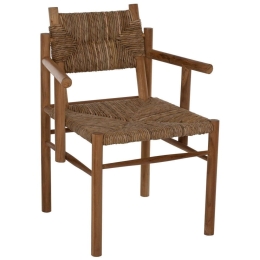 Πολυθρόνα HM9378 64Χ61Χ84cm Από Μασίφ Ξύλο Teak & Ψάθα Natural Ξύλο,Ψάθα