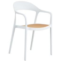 Πολυθρόνα HM5935.01 Με Μπράτσα 57x53x81cm Ψάθα Beige-White