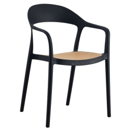 Πολυθρόνα HM5935.02 Με Μπράτσα 57x53x81cm Ψάθα Beige-Black