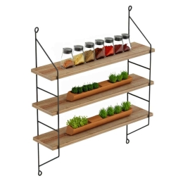 Ραφιέρα Τοίχου Achala HM9185.11 60x15x68cm Natural-Oak Μελαμίνη,Μέταλλο