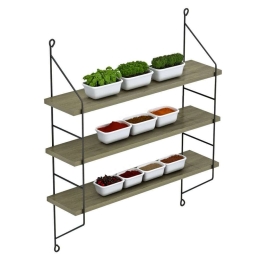 Ραφιέρα Τοίχου Achala HM9185.12 60x15x68cm Olive-Grey Μελαμίνη,Μέταλλο