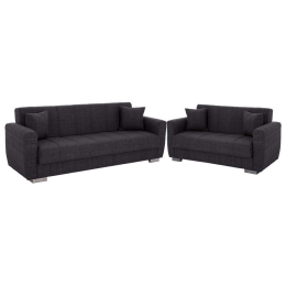 Σαλόνι Portman HM11747.03 (Σετ 2Τμχ) Διθέσιος & Τριθέσιος Dark Grey Ύφασμα
