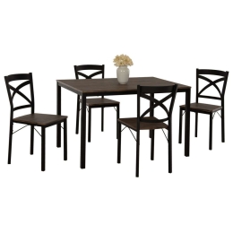 Τραπεζαρία (Σετ 5Τμχ) Goose HM9530.01 120x80x75cm Walnut-Black 4 Θέσεων Mdf,Μέταλλο