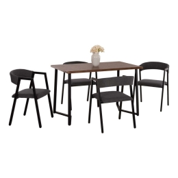 Τραπεζαρία (Σετ 5Τμχ) Jay HM9529.01 Τραπέζι 120x70x76cm & 4 Καρέκλες Walnut-Grey 4 Θέσεων Mdf,Μέταλλο