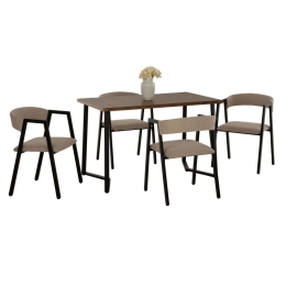 Τραπεζαρία (Σετ 5Τμχ) Jay HM9529.02 Τραπέζι 120x70x76cm & 4 Καρέκλες Walnut-Beige 4 Θέσεων Mdf,Μέταλλο