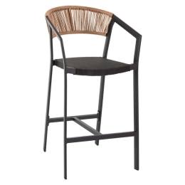 Σκαμπό Μπαρ HM5892.05 Με Μπράτσα 56x58x105cm Textline Black-Beige