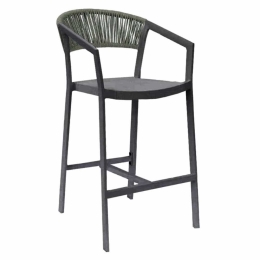 Σκαμπό Μπαρ HM5892.14 Μεσαίου Ύψους Με Μπράτσα 56x59x103cm Textline Anthracite-Green