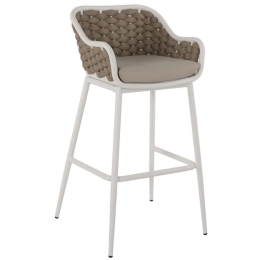 Σκαμπό Μπαρ HM5862.02 50x51x103cm Σχοινί Beige-White