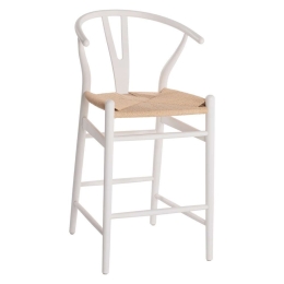 Σκαμπό Μπαρ Brave HM9405.03 Μεσαίου Ύψους 48x53x100cm Με Διχαλωτή Πλάτη White-Beige Ξύλο,Σχοινί