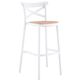 Σκαμπό Μπαρ HM5933.01 Με Πλάτη 41x49x102cm White-Beige