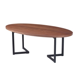Τραπέζι Σαλονιού HM9468.02 120x60x45,5cm Από Καπλαμά Φράξου Natural-Black Mdf,Μέταλλο