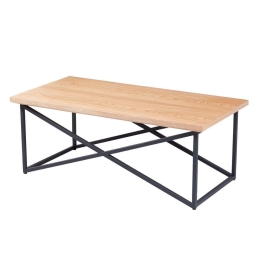 Τραπέζι Σαλονιού HM9469.01 120x60x45,5cm Από Καπλαμά Φράξου Natural-Black Mdf,Μέταλλο