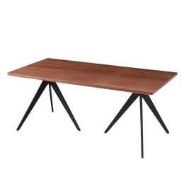 Τραπέζι Τραπεζαρίας HM9451.02 180x90x75cm Από Καπλαμά Φράξου Brown-Black Mdf,Μέταλλο