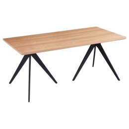 Τραπέζι Τραπεζαρίας HM9451.03 180x90x75cm Από Καπλαμά Φράξου Natural-Black Mdf,Μέταλλο