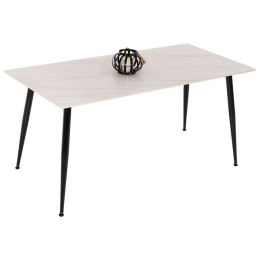 Τραπέζι Τραπεζαρίας Sintered Stone HM8588.02 160x90x76cm Marble White Πέτρα,Μέταλλο