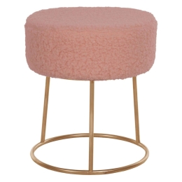 Σκαμπό Karlo HM8411.22 Φ35x41cm Με Χρυσή Βάση & Μπουκλέ Ύφασμα Rotten Apple Μέταλλο,Ύφασμα