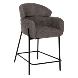 Σκαμπό Μπαρ Wolf HM8584.01 Μεσαίου Ύψους 56x56x96cm Με Μπουκλέ Ύφασμα Grey Μέταλλο,Ύφασμα