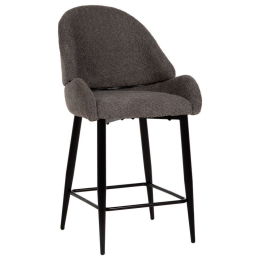 Σκαμπό Μπαρ HM8586.01 55x62x105cm Μεσαίου Ύψους Με Μπουκλέ Ύφασμα Grey Μέταλλο,Ύφασμα