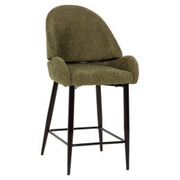 Σκαμπό Μπαρ HM8586.03 55x62x105cm Μεσαίου Ύψους Με Μπουκλέ Ύφασμα Green Μέταλλο,Ύφασμα