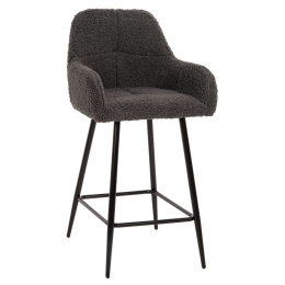 Σκαμπό Μπαρ Strike HM8592.01 Μεσαίου Ύψους 50x50x94,5cm Με Ύφασμα Teddy Grey Μέταλλο,Ύφασμα