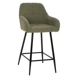 Σκαμπό Μπαρ Strike HM8592.03 Μεσαίου Ύψους 50x50x94,5cm Με Ύφασμα Teddy Green Μέταλλο,Ύφασμα