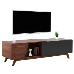 Έπιπλο Τηλεόρασης Hudson HM9748 180x40x50cm Mdf Dark Grey-Walnut Mdf