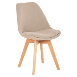 Καρέκλα Vegas HM0033.54 48x58x80cm Με Πόδια Οξιάς & Ύφασμα Beige Ξύλο,Ύφασμα