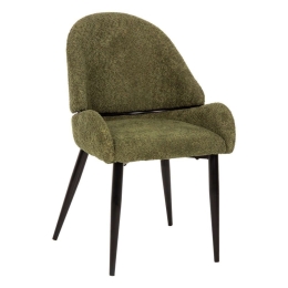 Καρέκλα Sarky HM8585.03 55x62x89cm Με Μαύρα Μεταλλικά Πόδια & Μπουκλέ Ύφασμα Green Μέταλλο,Ύφασμα