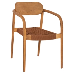 Πολυθρόνα Oslo HM9636.01 55x54x80cm Ξύλο-Σχοινί Teak-Brown Ξύλο,Σχοινί