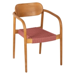 Πολυθρόνα Oslo HM9636.06 55x54x80cm Ξύλο-Σχοινί Teak-Pink Ξύλο,Σχοινί