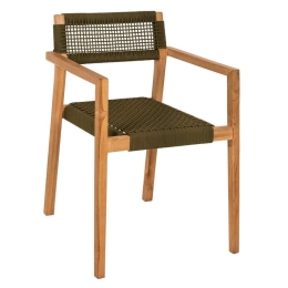 Πολυθρόνα Charlotte HM9637.05 59x54x83cm Ξύλο-Σχοινί Teak-Green Ξύλο,Σχοινί