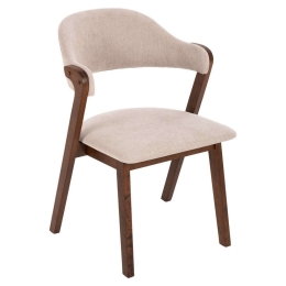Καρέκλα Rider HM9734.02 59x59x83cm Ύφασμα & Rubberwood Walnut-Ecru Rubberwood,Ύφασμα