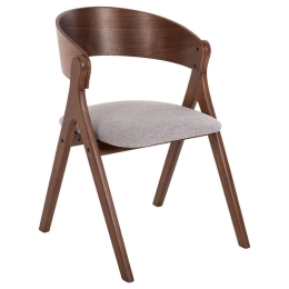 Καρέκλα Nekker HM9739.01 56x55x78cm Ύφασμα & Rubberwood Walnut-Grey Rubberwood,Ύφασμα