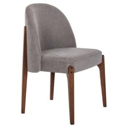 Καρέκλα Τραπεζαρίας Rammer HM9744.01 57x55x86cm Ύφασμα & Rubberwood Walnut-Grey Rubberwood,Ύφασμα