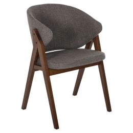 Καρέκλα Hana HM9746.02 55x60x84cm Ύφασμα & Rubberwood Walnut-Grey Rubberwood,Ύφασμα