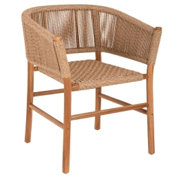 Πολυθρόνα Irvine HM9822 56x62x75cm Με Σχοινί Από Ξύλο Natural-Teak Ξύλο,Σχοινί
