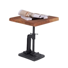 Τραπέζι Βοηθητικό Σαλονιού Ryland HM8371.11 40x38x45-60cm Από Μασίφ Ξύλο Ακακίας Natural-Black Μέταλλο,Ξύλο
