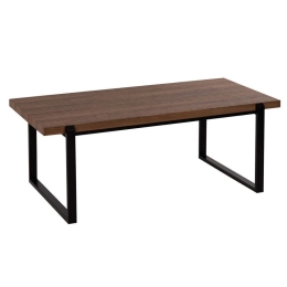 Τραπέζι Σαλονιού HM9585.04 120x60x46cm Με Μαύρη Μεταλλική Βάση Walnut Mdf,Μέταλλο