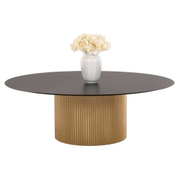 Τραπέζι Σαλονιού Clad HM9673 Φ110x38cm Μεταλλικό Gold-Black Μέταλλο