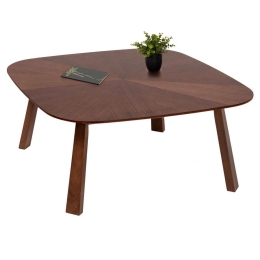 Τραπέζι Σαλονιού Riner HM9738 100x100x45cm Με Καπλαμά Walnut Mdf