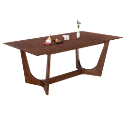 Τραπέζι Τραπεζαρίας Rimer HM9742 220x100x75cm Με Καπλαμά Φράξινου Ξύλου Mdf Walnut Mdf