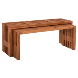 Τραπέζια Σαλονιού Σετ (Σετ 2Τμχ) Nya HM9828 110x30x46cm Από Μασίφ Ξύλο Teak-Natural Ξύλο