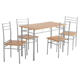 Τραπεζαρία Σετ 5Τμχ Peasy HM9415.02 110x60x75cm Silver-Sonoma 4 Θέσεων Mdf,Μέταλλο