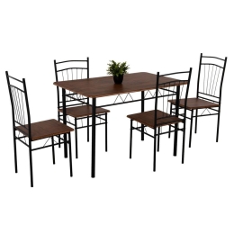 Τραπεζαρία Σετ 5Τμχ Peary HM9416.01 110x70x74cm Black-Walnut 4 Θέσεων Mdf,Μέταλλο