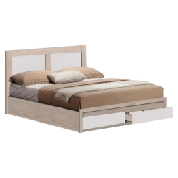 Κρεβάτι Capri HM665.06 Με 2 Συρτάρια Για Στρώμα 120x200cm Μελαμίνη Sonoma-White Ημίδιπλο Μελαμίνη