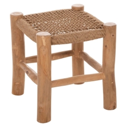 Σκαμπό Londer HM5987 38x38x40,5cm Ξύλινο Με Rattan Natural