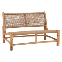 Καναπές Διθέσιος Londer HM5984 Rattan Twisted 120x75x78cm Από Ξύλο Teak Natural Διθέσιος