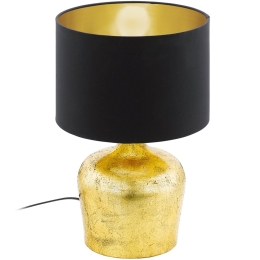 Φωτιστικό Επιτραπέζιο Manalba 95386 Black-Gold Eglo Ατσάλι,Ύφασμα