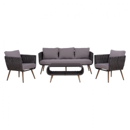 ΣΕΤ ΣΑΛΟΝΙ 4ΤΜΧ ΑΛΟΥΜΙΝΙΟΥ ΜΕ WICKER ΓΚΡΙ HM5282.11
